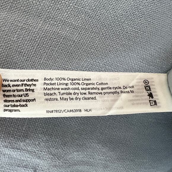 EILEEN FISHER Blue Drape Front Jacket Organic Linen Boxy Fit Size Medium M - Picture 7 of 8